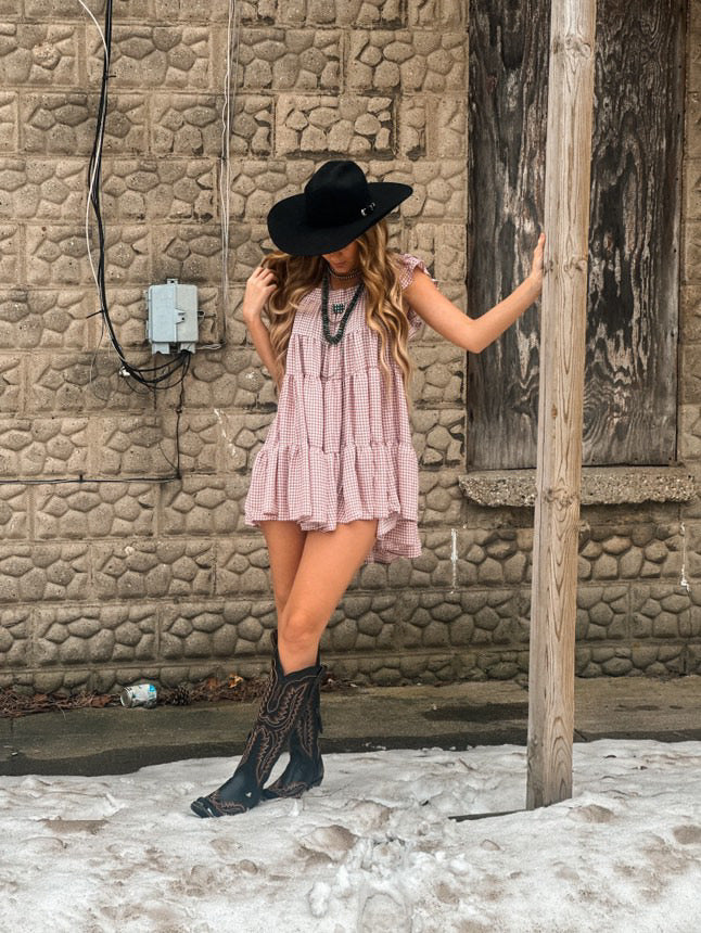 Kailey gingham babydoll dress