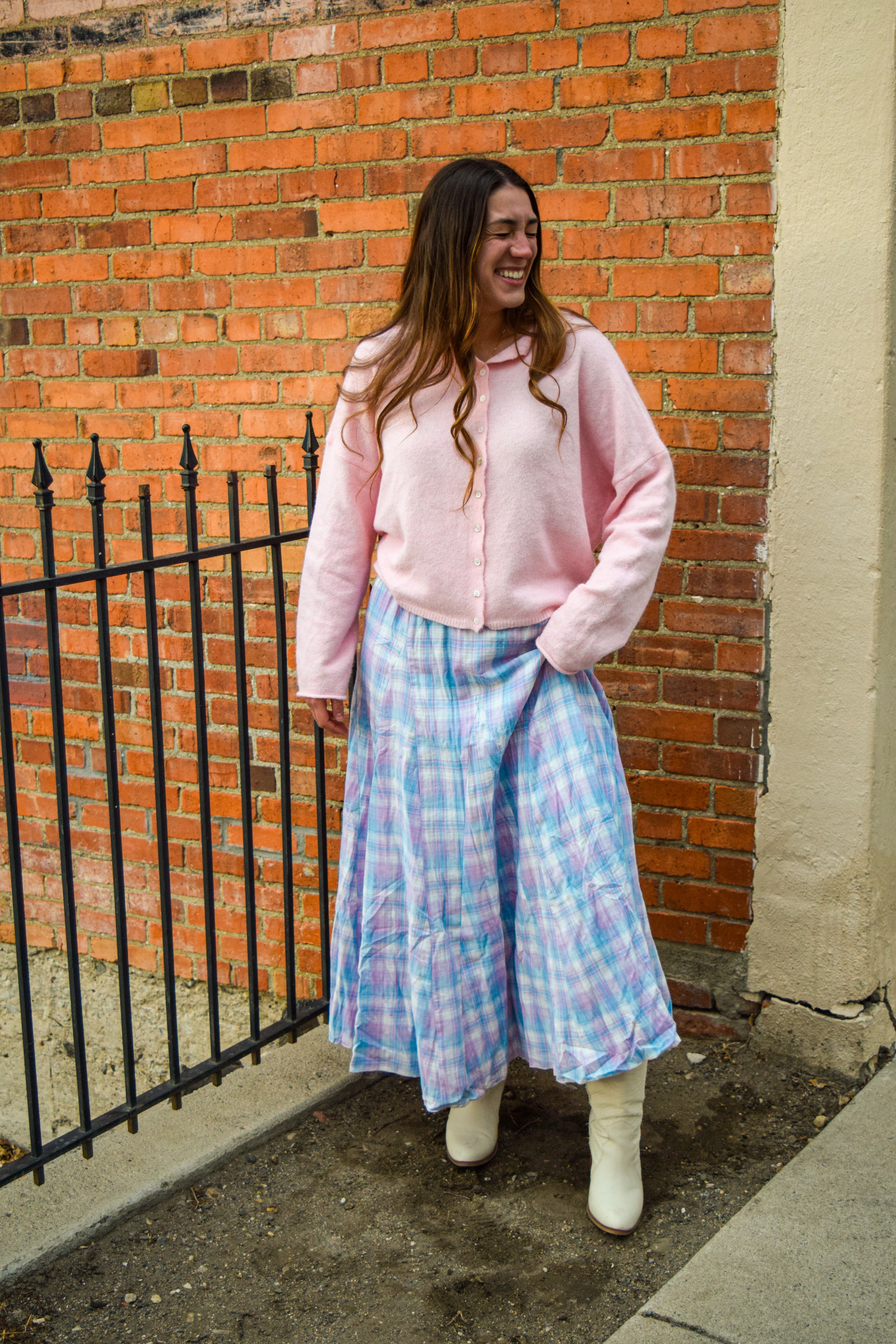 Lavender & Sky Plaid Skirt