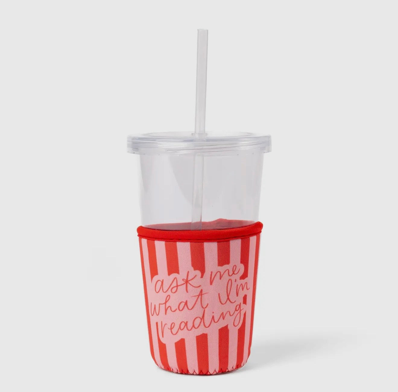 Ask me what I'm reading drink sleeve, Iced Coffee Koozie