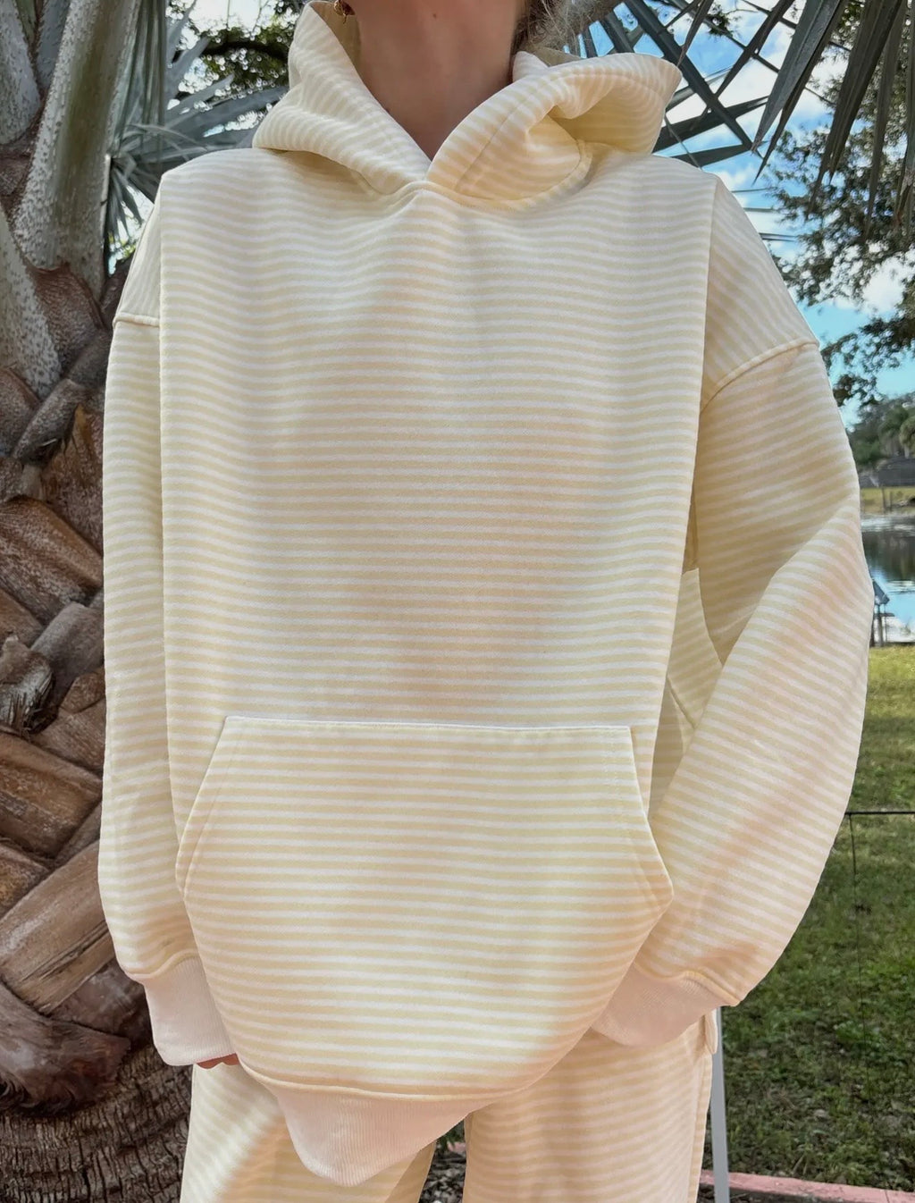 Lemon Cream stripe hoodie