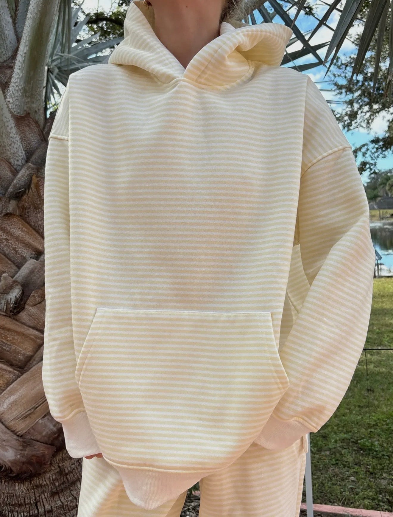 Lemon Cream stripe hoodie