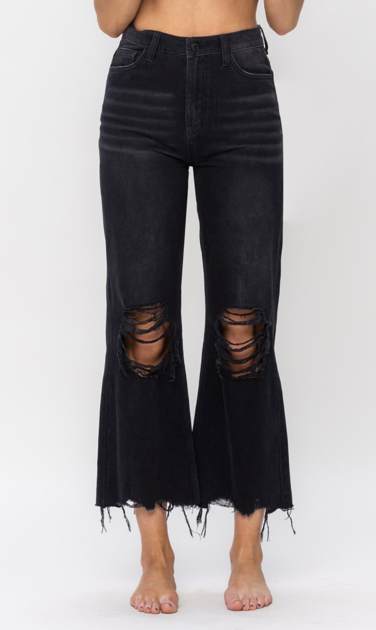 90s vintage high rise crop flare jeans