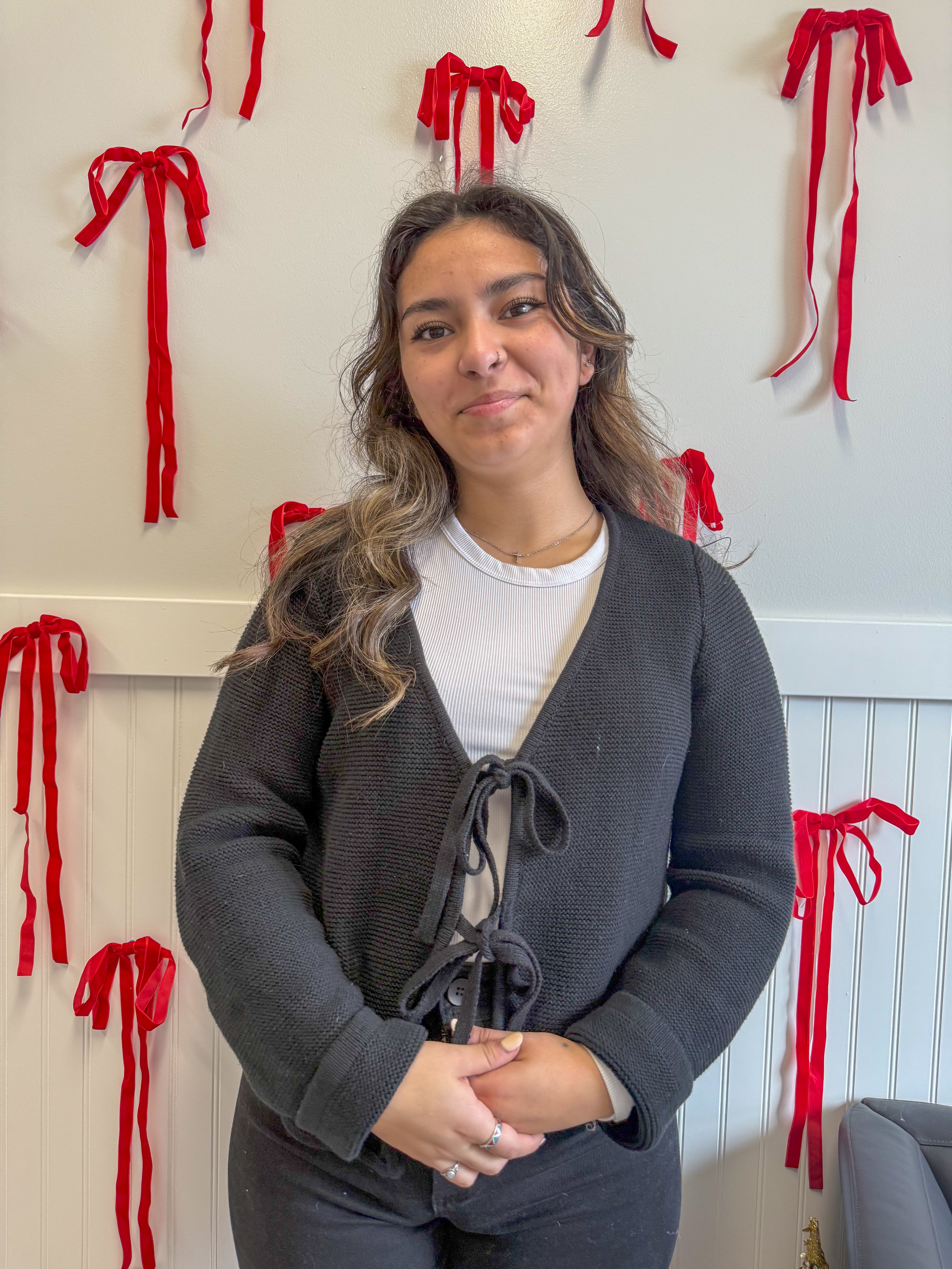 Long Sleeve Knitted Tie Front Cardigan