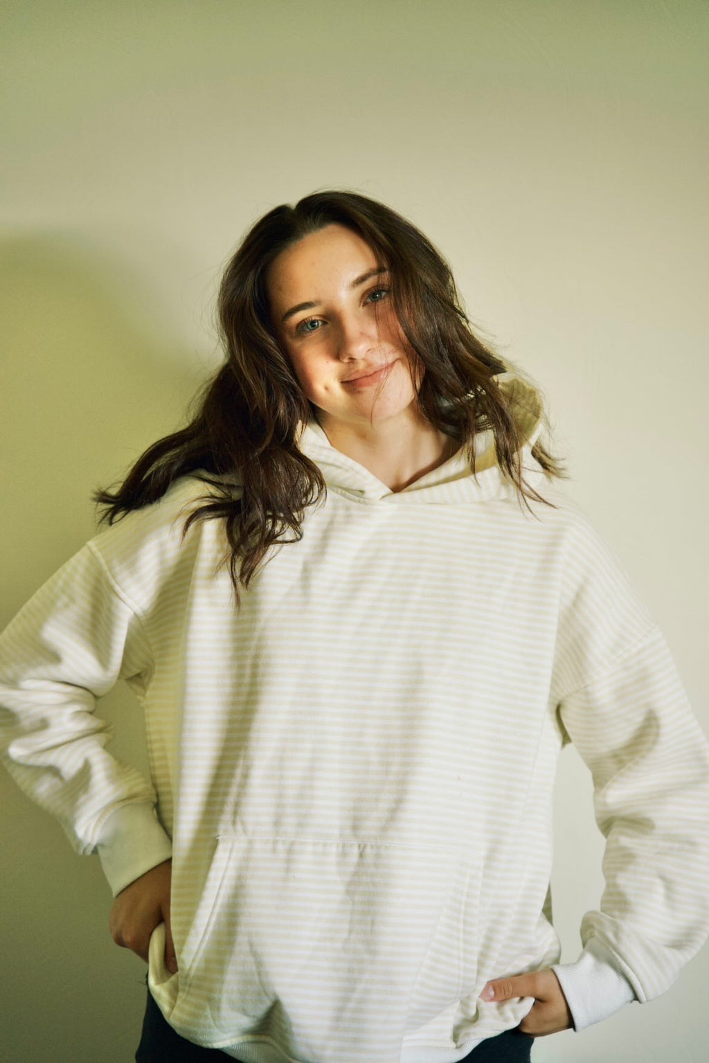 Lemon Cream stripe hoodie