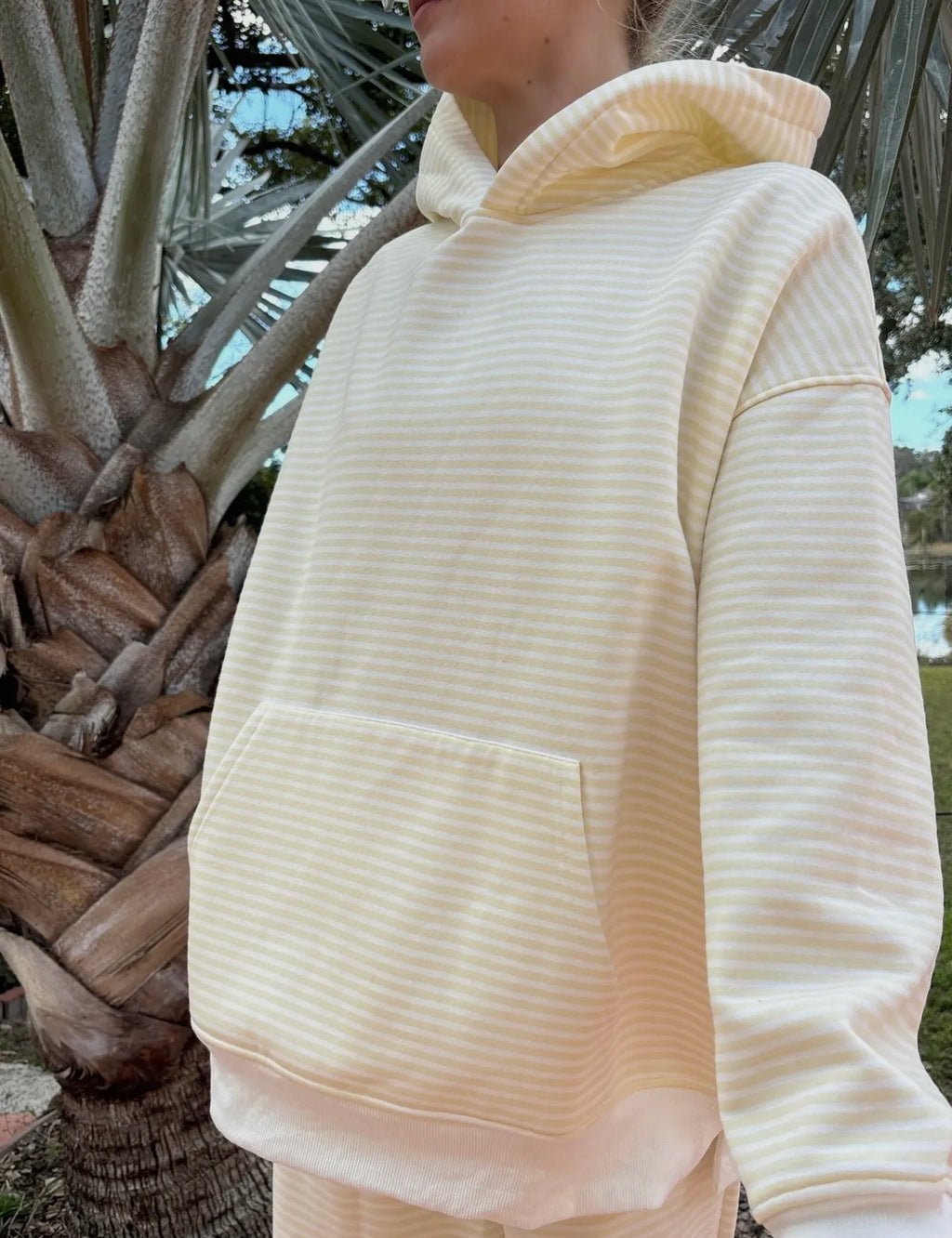 Lemon Cream stripe hoodie