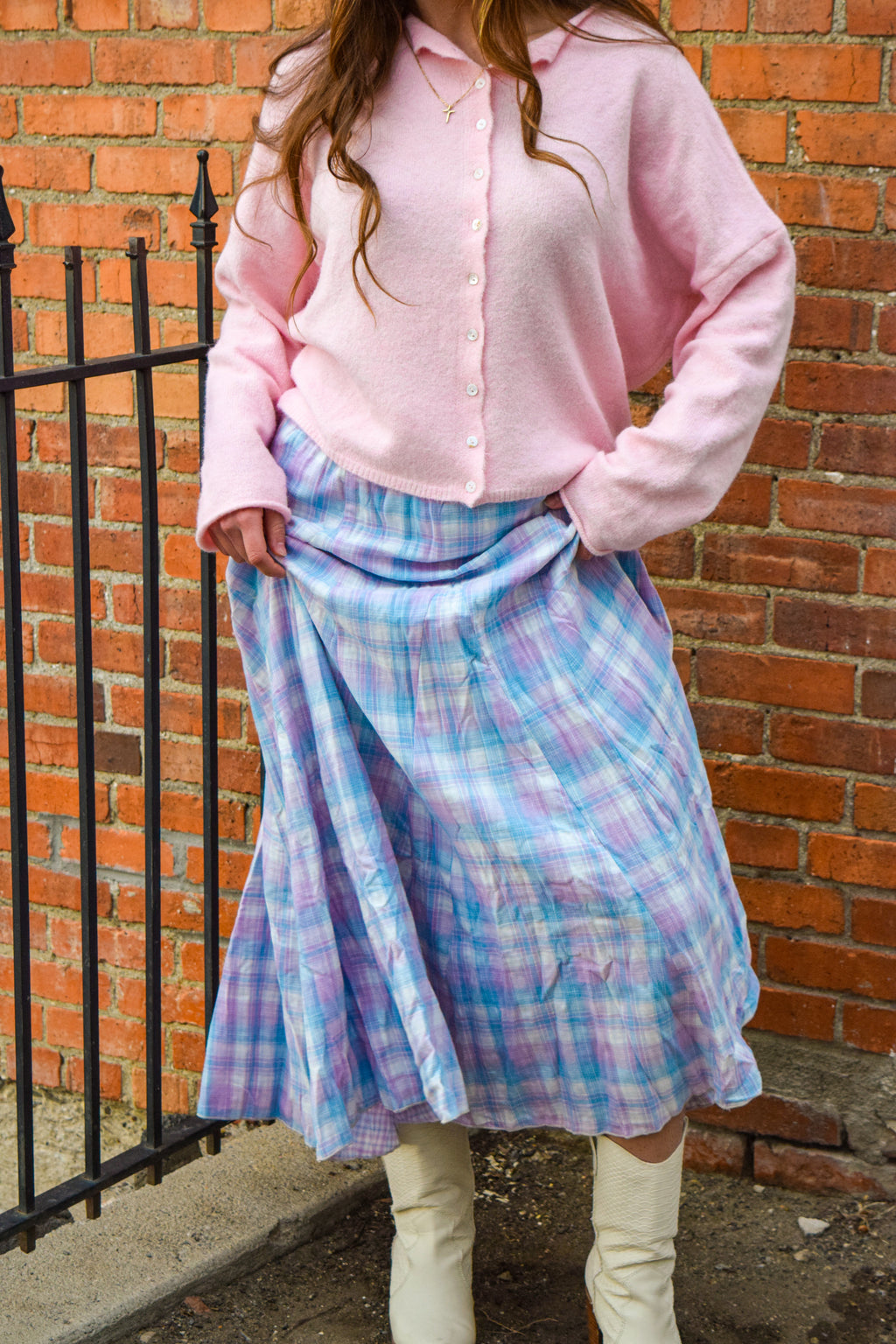 Lavender & Sky Plaid Skirt
