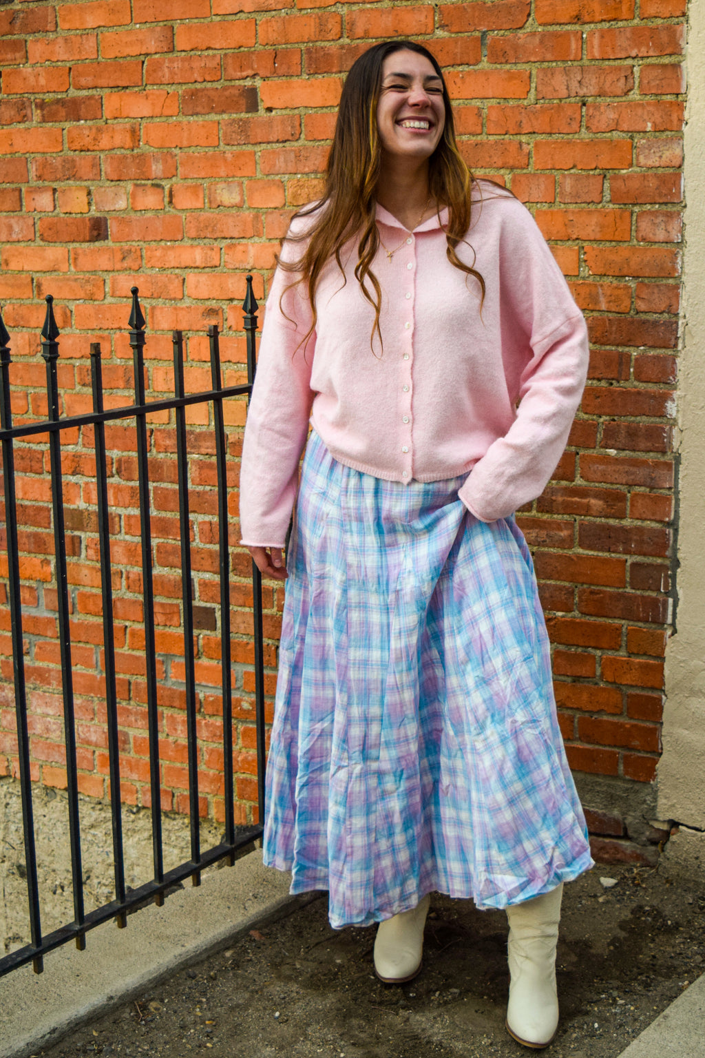 Lavender & Sky Plaid Skirt