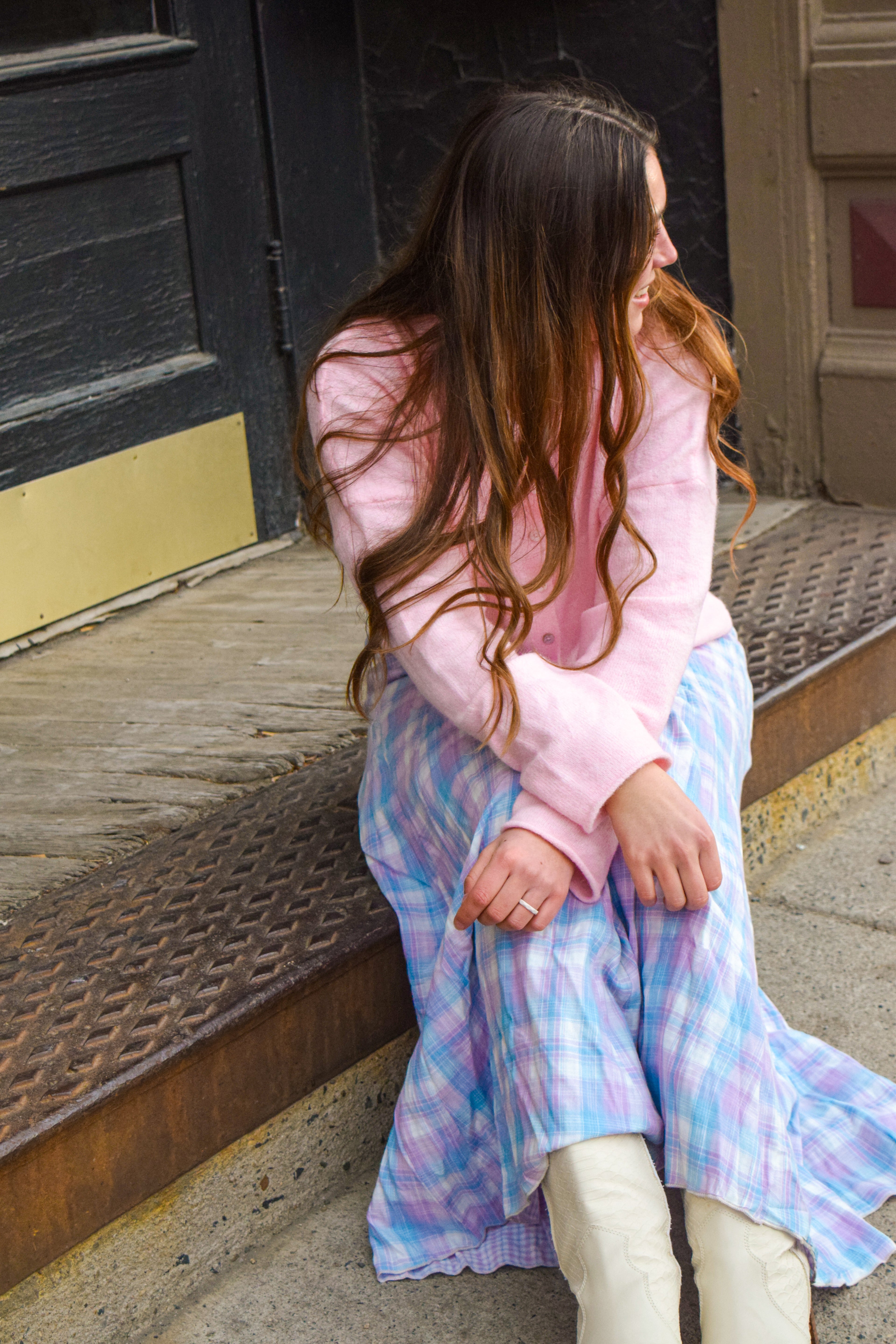 Lavender & Sky Plaid Skirt