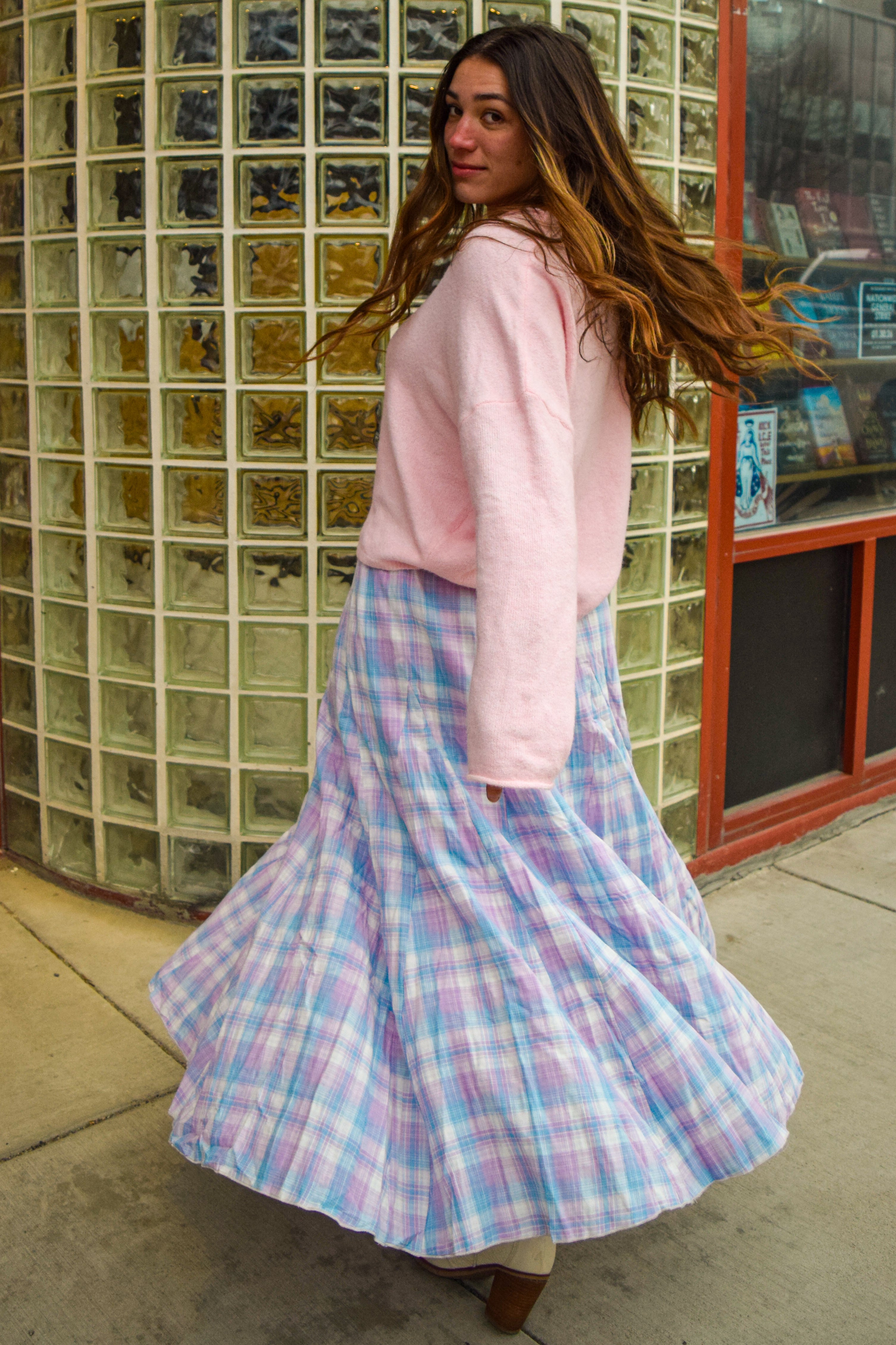 Lavender & Sky Plaid Skirt