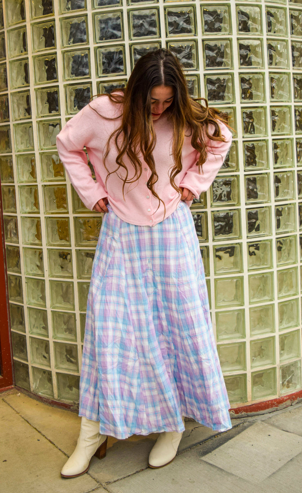 Lavender & Sky Plaid Skirt
