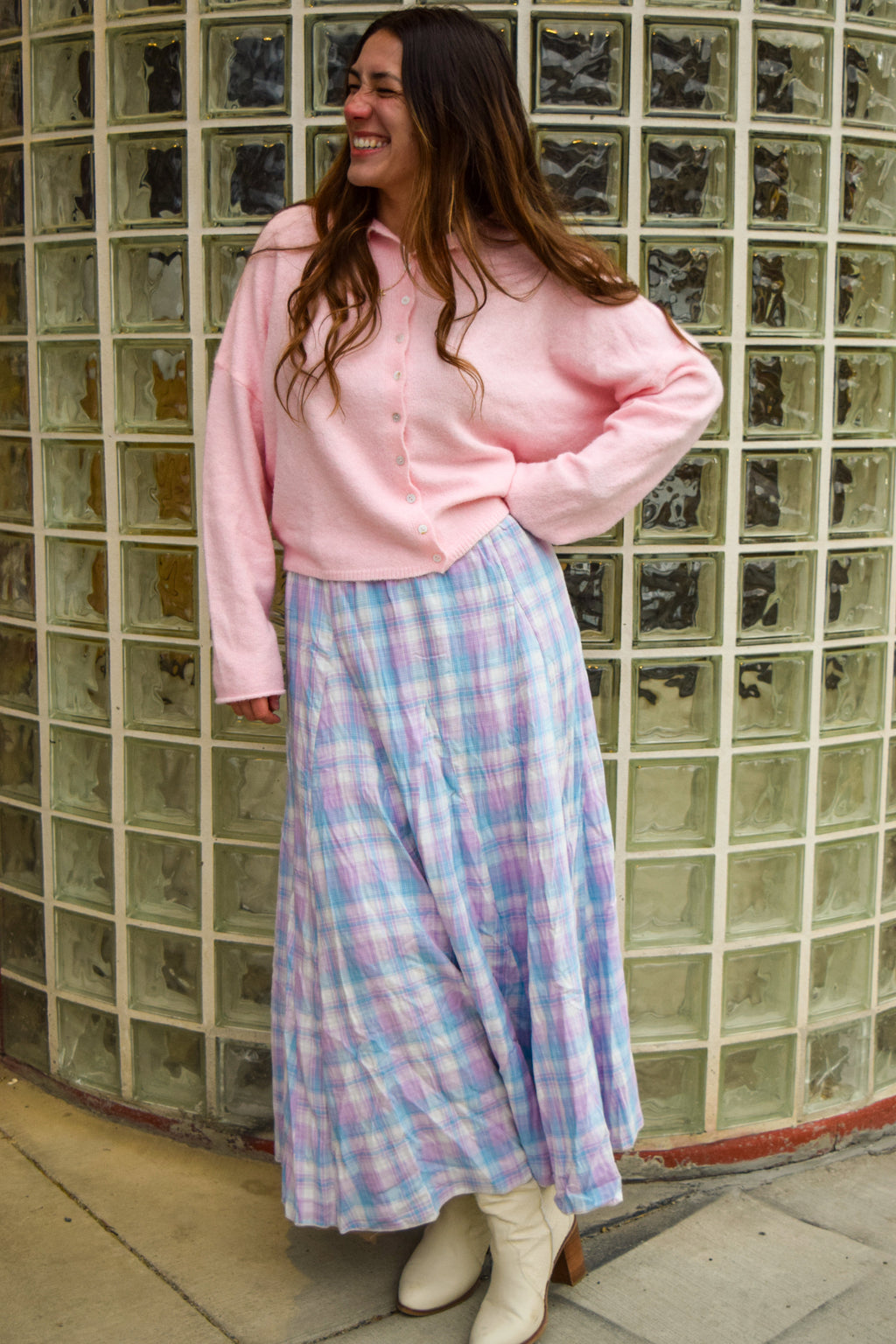 Lavender & Sky Plaid Skirt