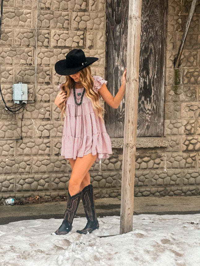 Kailey gingham babydoll dress