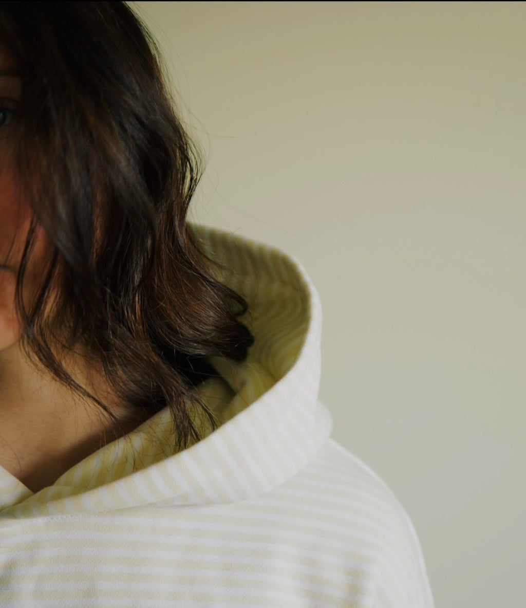 Lemon Cream stripe hoodie